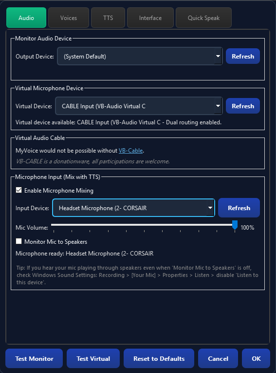 Audio Settings