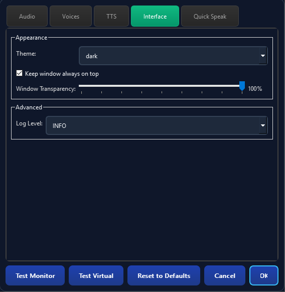 Interface Settings