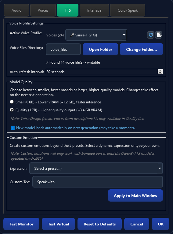 TTS Settings